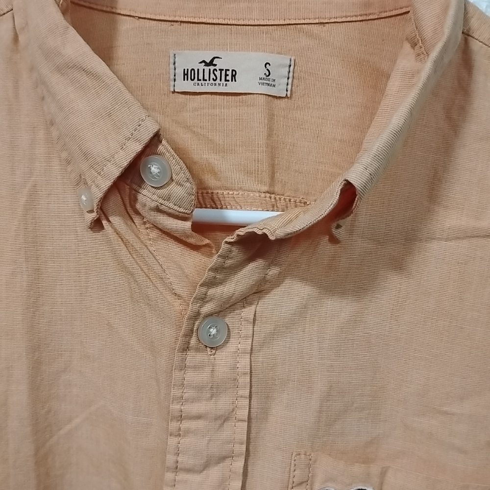 Hollister Orange Small Button Down Shirt Casual Business Vintage Y2k - Picture 3 of 12